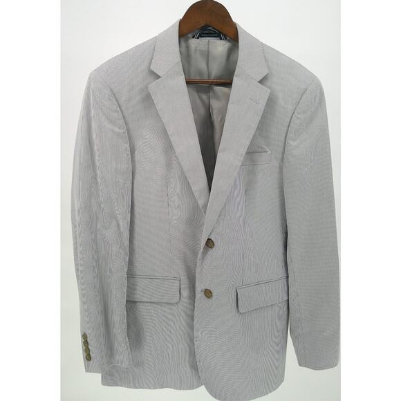 Nautica Mens Blue Pin Striped Modern Fit Single Breasted 2-Piece Suit 38R 34x30 - Picture 2 of 15